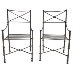 Giacometti Inspired Iron Garden Patio Chairs, Set of 4