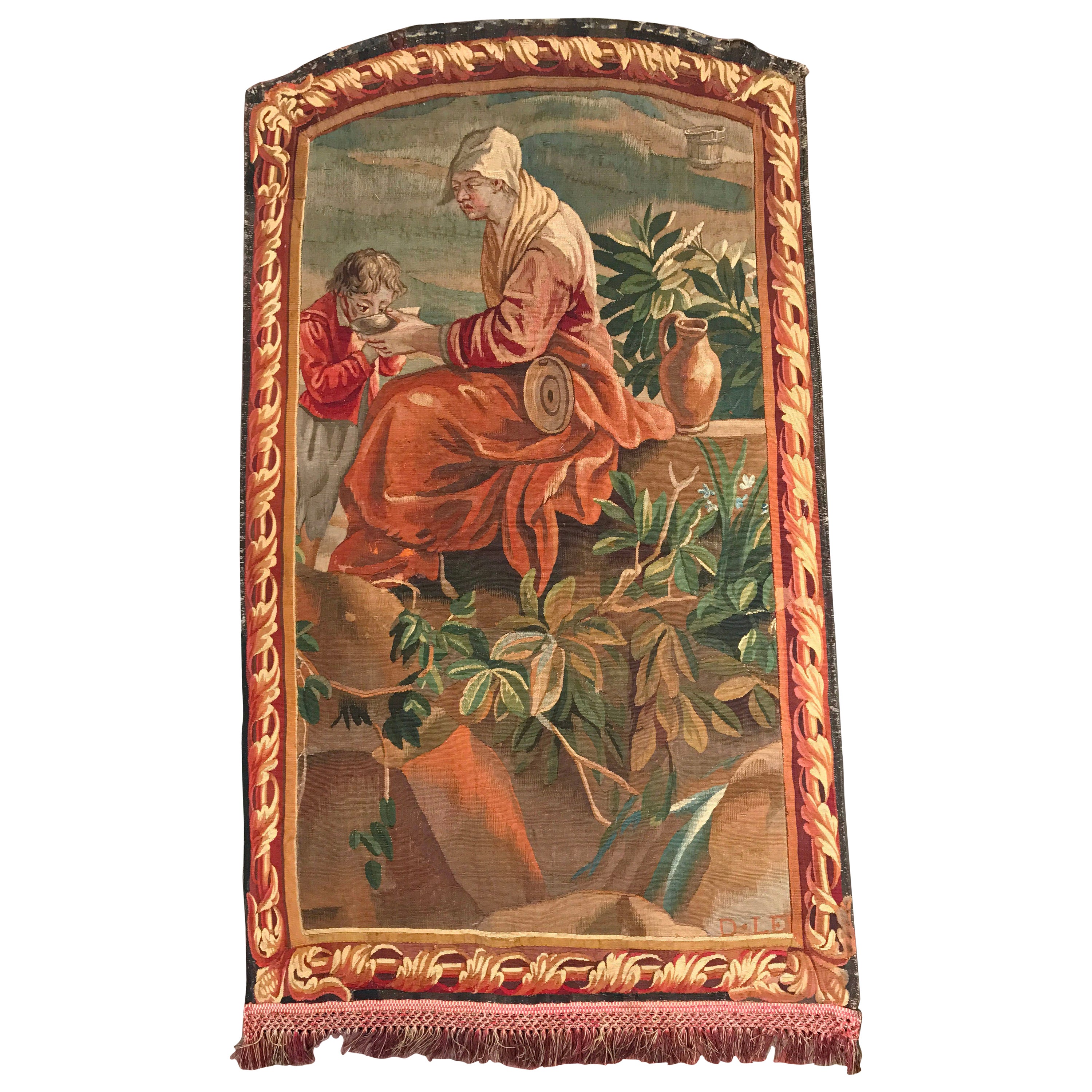 Early 19th Century French Wall Hanging Handwoven Aubusson Tapestry For Sale