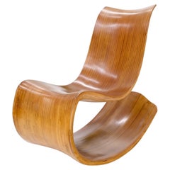 Unusual Cradle Shape Seat One Piece of S Curve Molded Wood Rocking Chair Mint