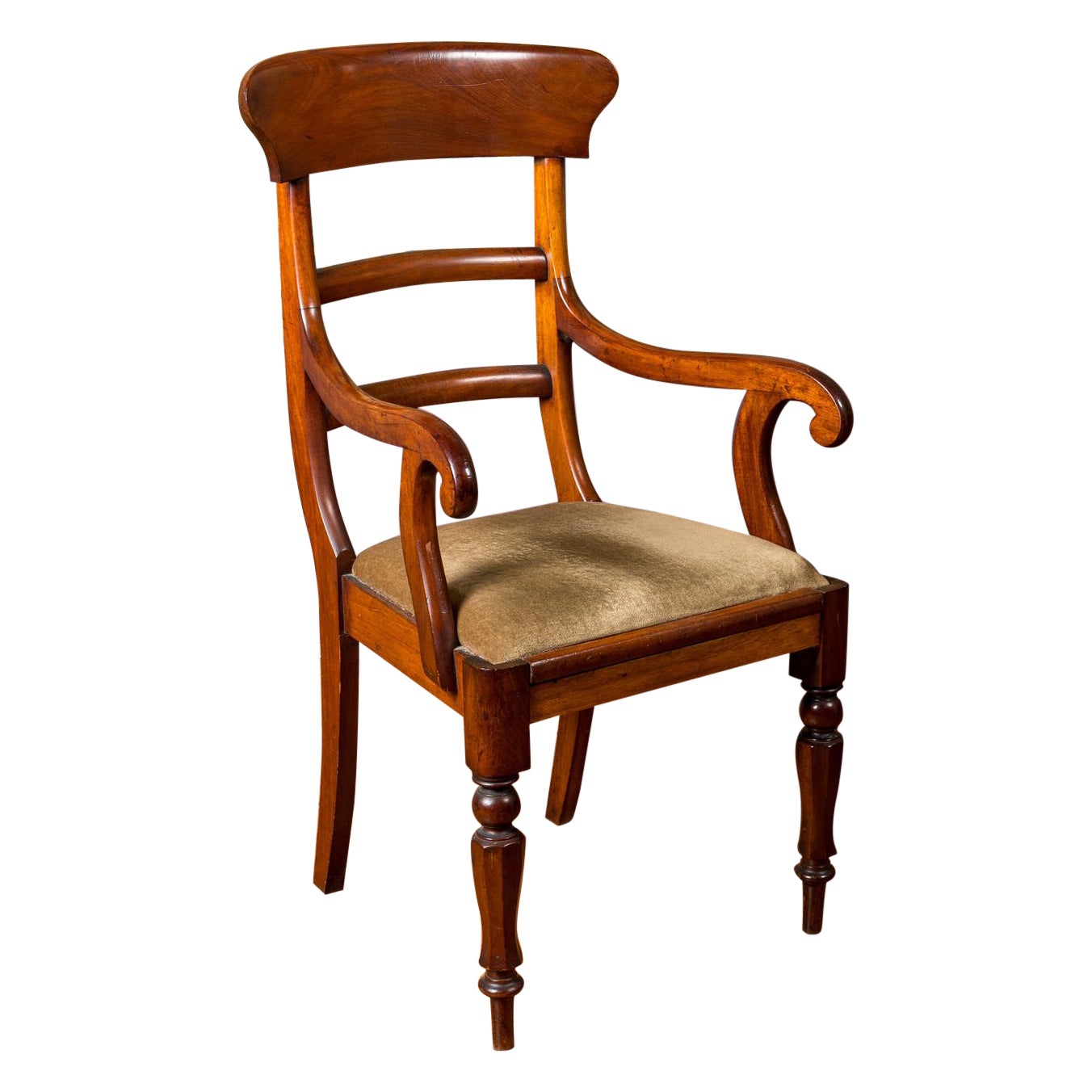19th Century Mahogany High Back Side or Desk Armchair For Sale