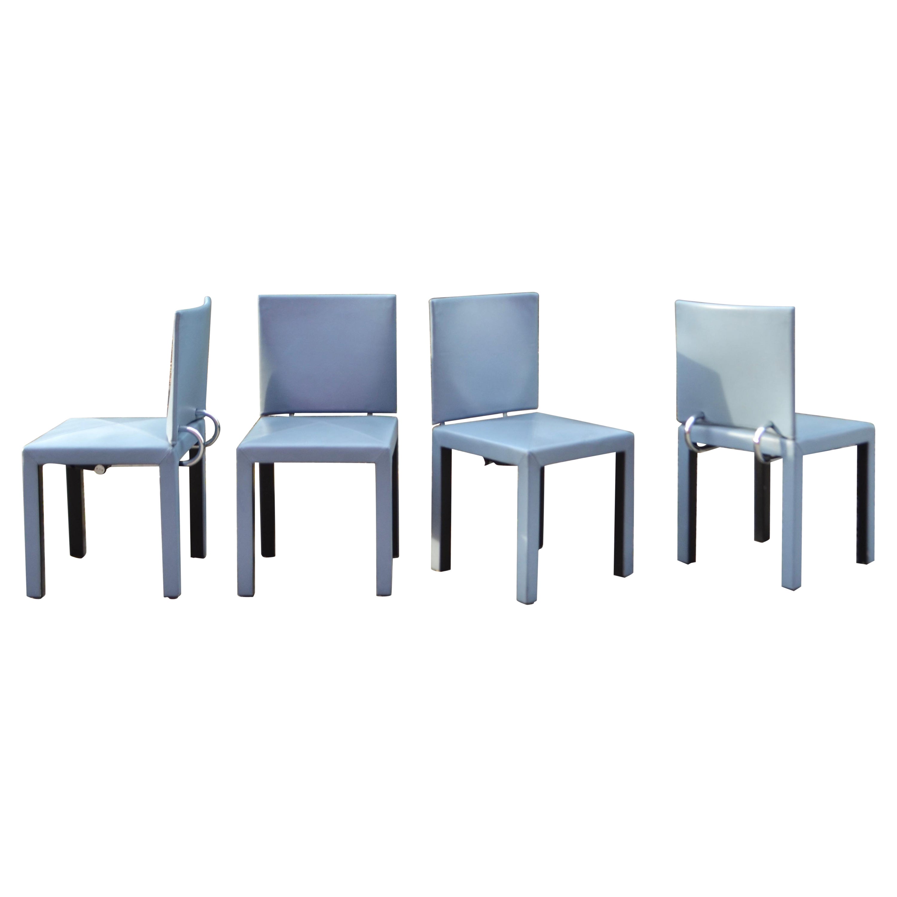 Ensemble de 4 chaises de salle à manger en cuir Paolo Piva modèle Arcadia de B&amp;B Italia