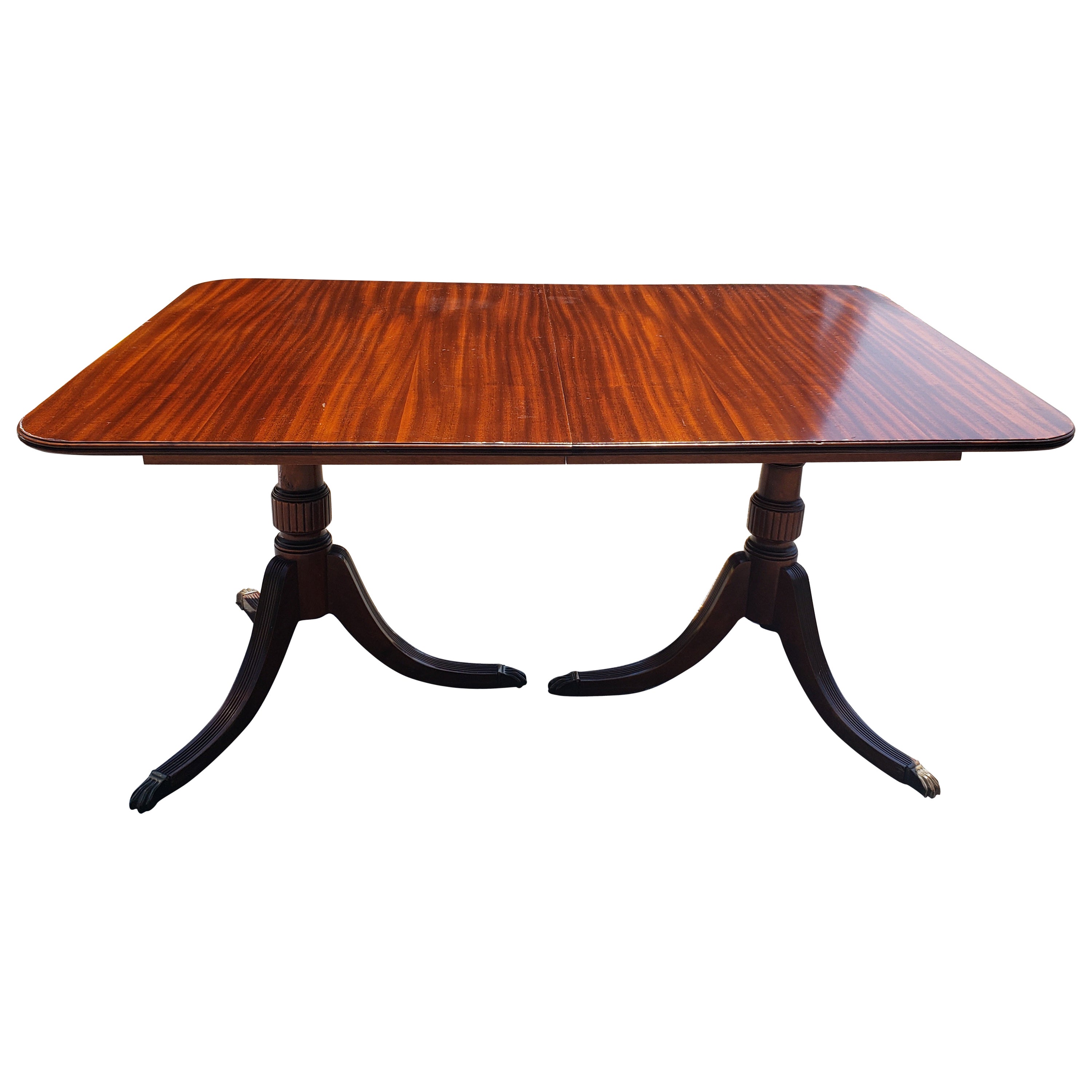 Georgian Style Mahogany Double Pedestal Dining Table For Sale