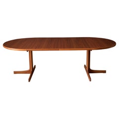 Mid Century Modern Round Teak Pedestal Dining Table by Karl-Erik Ekselius