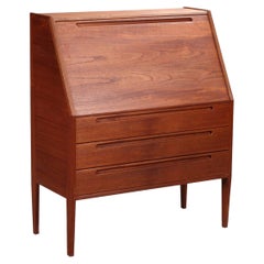 Vintage Model 63 Drop Front Teak Secretary Desk by Kai Kristiansen