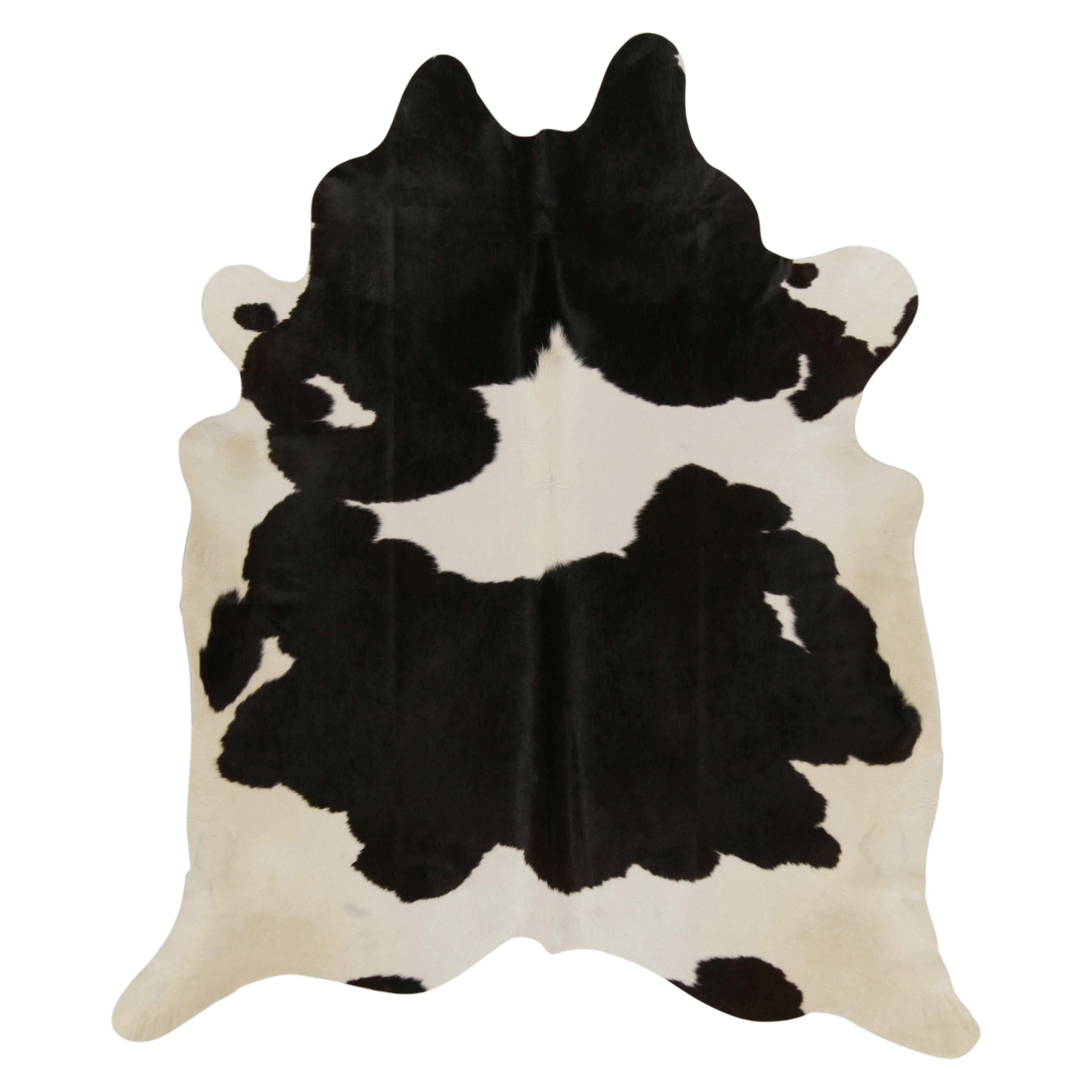 Rug and Kilim’s Contemporary Cowhide Rug in Black and White For Sale at