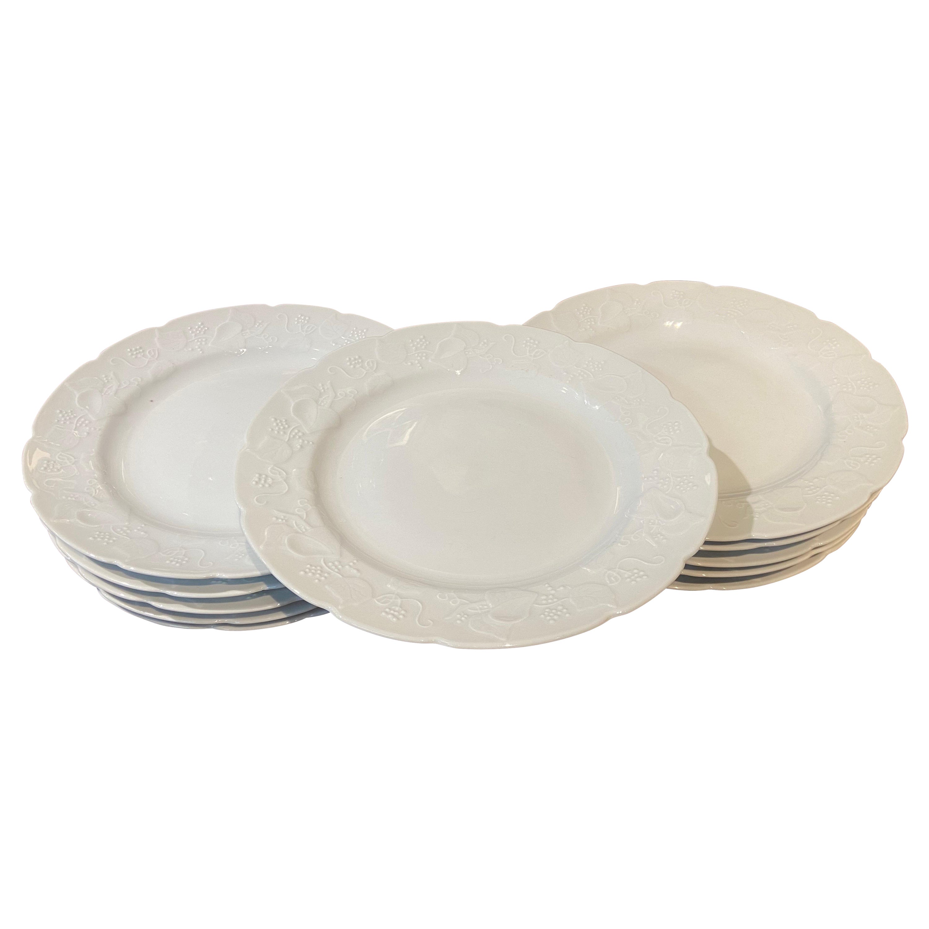 French Set of Eleven Dinner Plates by Lierre Sauvage CNP For French Set of Eleven Dinner Plates by Lierre Sauvage CNP For