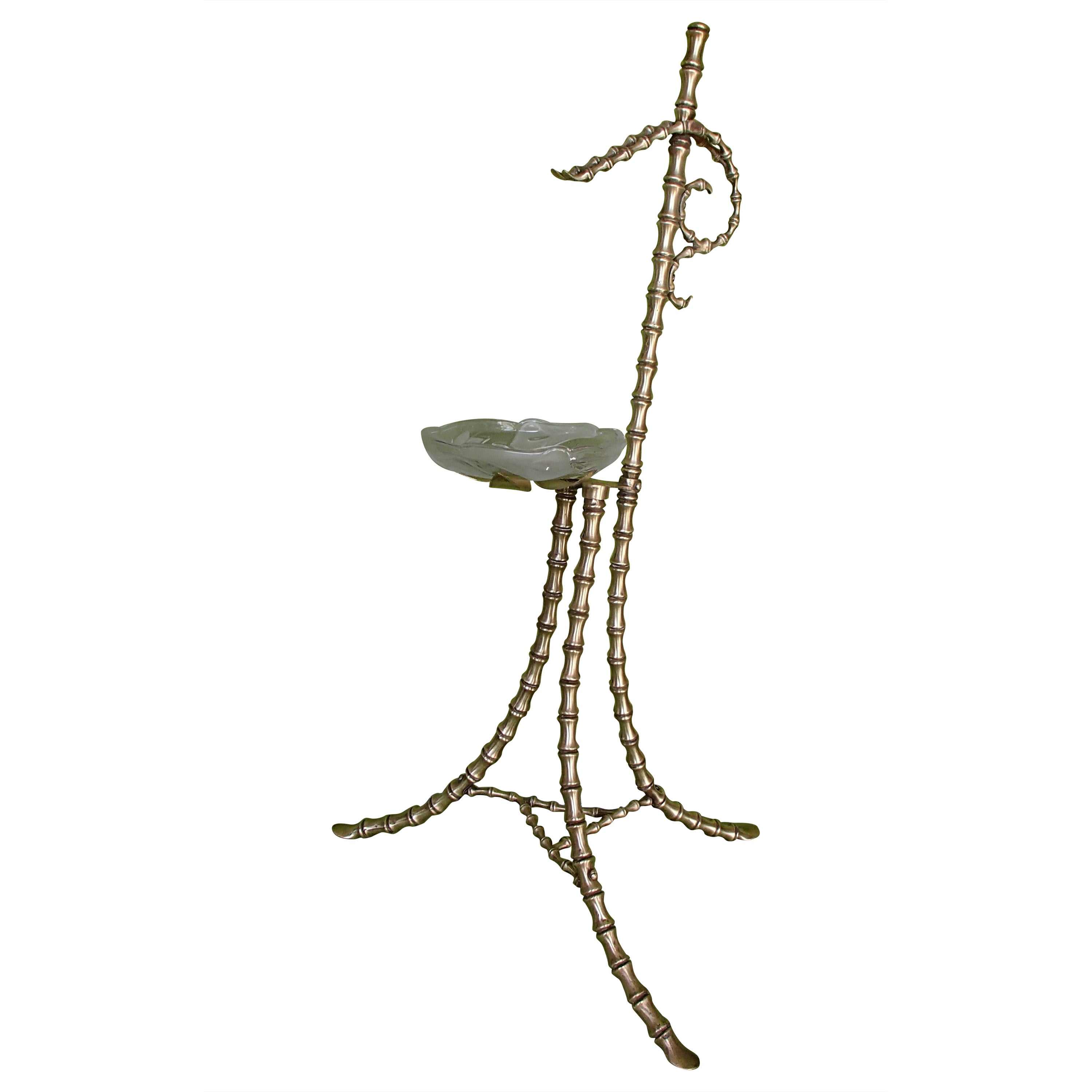1940thies Brass and Glass Top Side Table Bamboo Style Maison Baguès