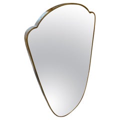 1950s Giò Ponti Style Mid-Century Modern Brass Italian Wall Mirror
