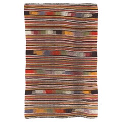 5.4x9 Ft Colorful Vintage Handmade Nomadic Kilim, Flat Woven Wool Floor Covering