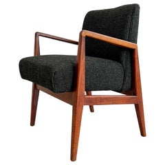 Mid-Century Modern Jens Risom Armchair, New Charcoal Black Boucle Upholstery