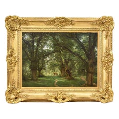 Antique Painting, Landscape with Forest Painting, Nature Painting, XIX Century. 