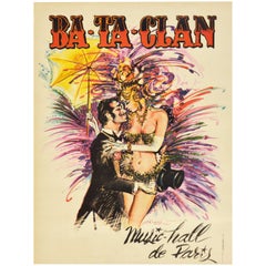 Original Vintage Poster For Ba-Ta-Clan Music Hall De Paris Cabaret Burlesque Art