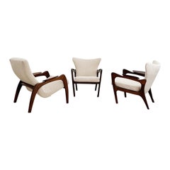 Set of 3 Adrian Pearsall Lounge Chairs and Scoop Chair, New Boucle Upholstery