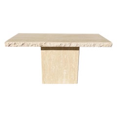 Vintage Live Edge Italian Travertine Console Table