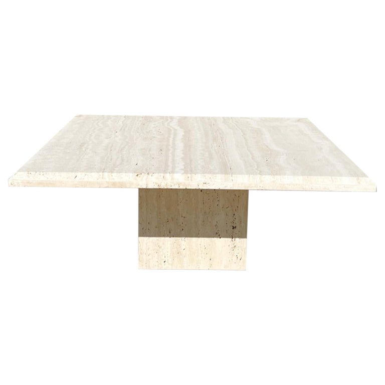 1970s Vintage Italian Travertine Square Coffee Table at 1stDibs