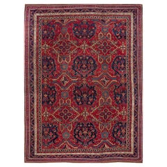 Red Antique Turkish Oushak Handmade Allover Designed Wool Rug