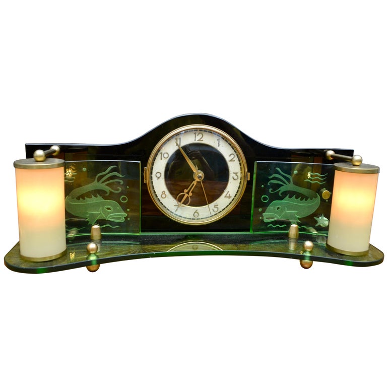 Art Deco Style MidCentury Jacob Palmtag Desk Clock For Sale at 1stDibs
