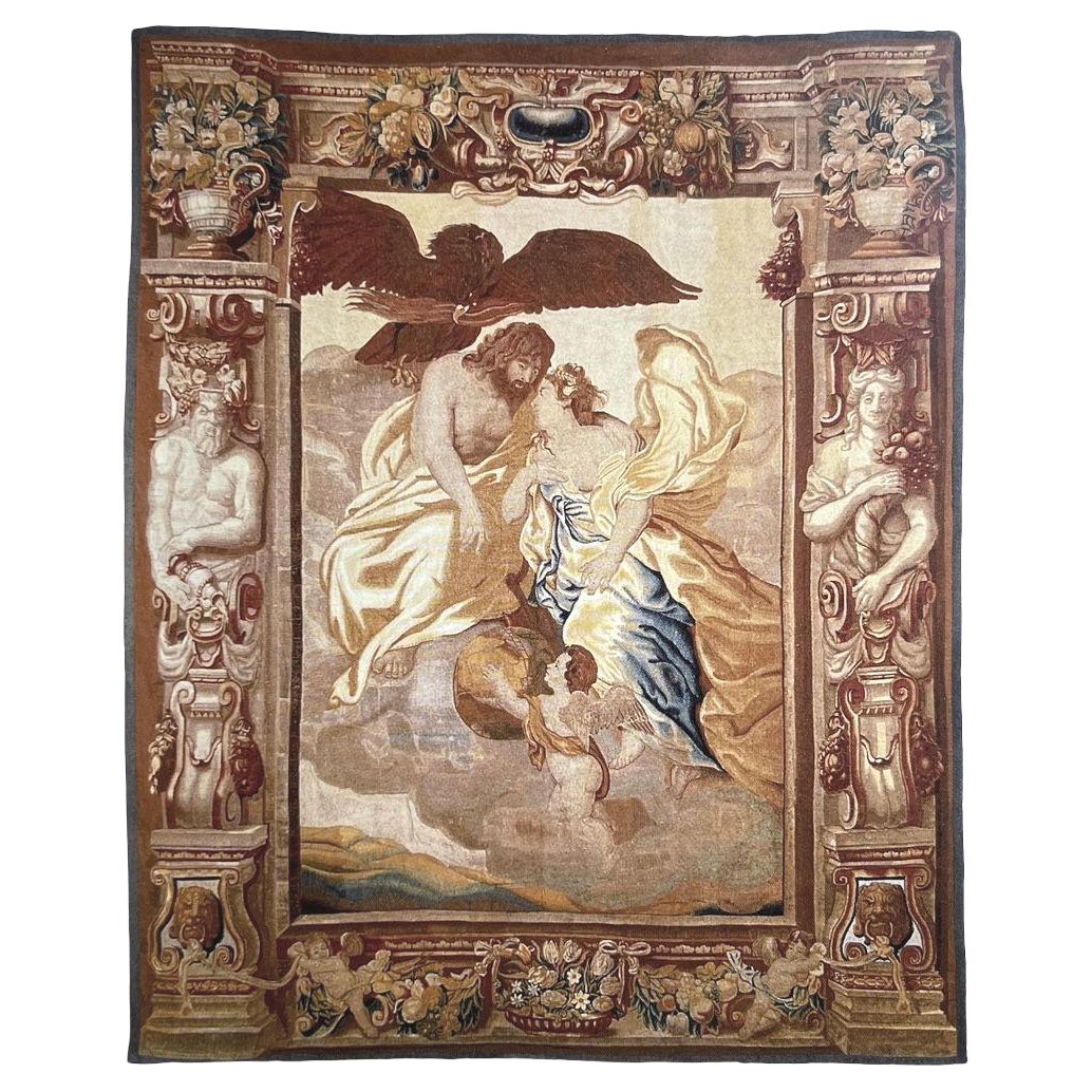 Tapisserie mythologique flamande du 17ème siècle représentant Zeus et Hera