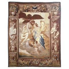 Tapisserie mythologique flamande du 17ème siècle représentant Zeus et Hera