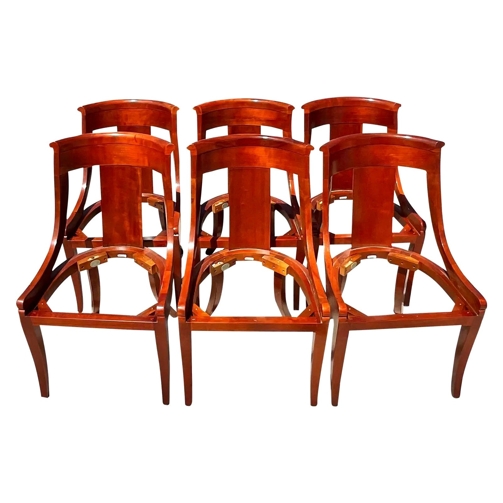 Vintage Regency Baker Furniture Gondola Dining Chairs, Set of Six