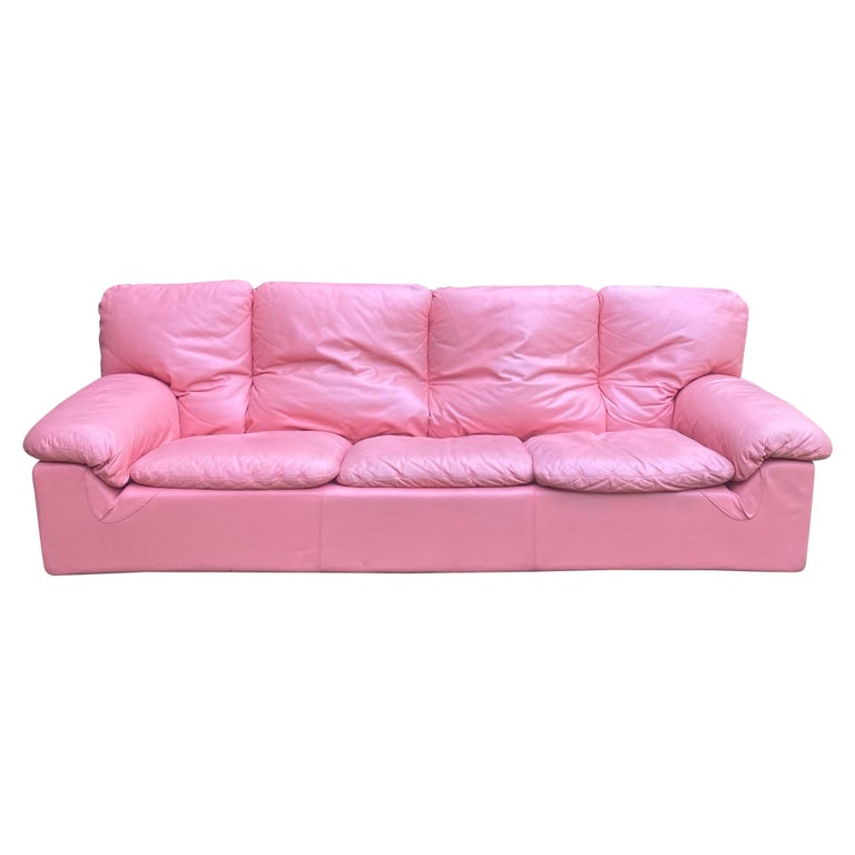 Large Brunati Leather Sofa in Typical 80s Color For Sale at 1stDibs | pink  leather couch, pink leather sofa, 80s couch