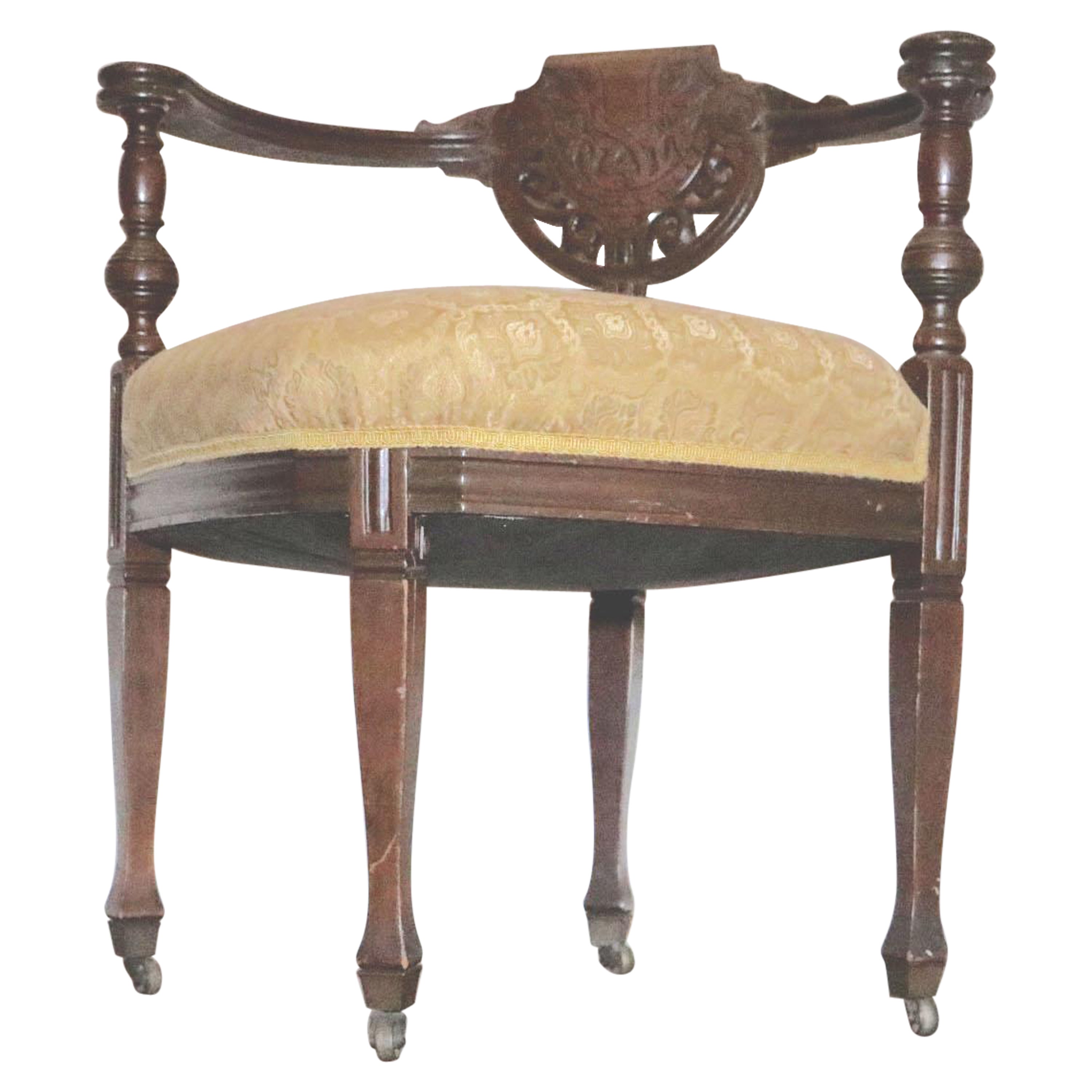 English Regency Walnut Hand Carved Corner Chair