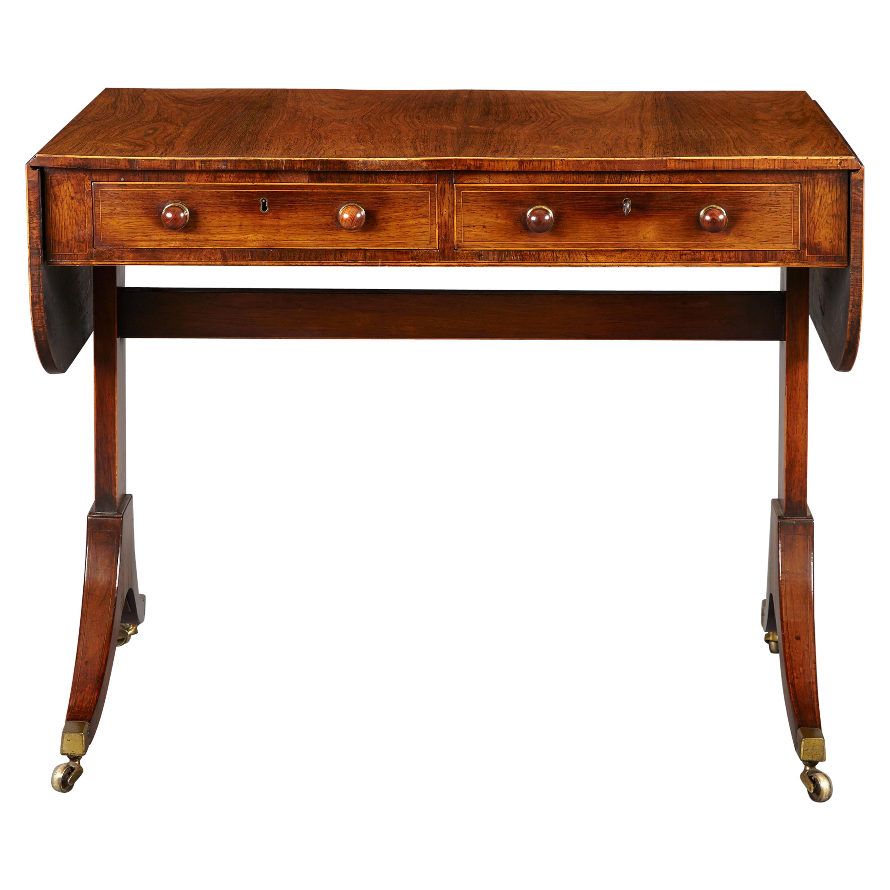 George III Period Rosewood  End, Support Sofa Table For Sale
