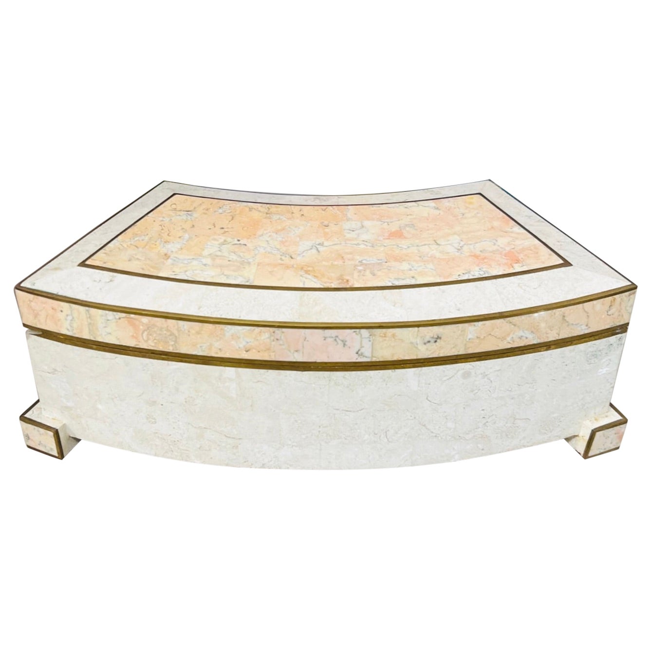 Pair of Mosaic Green Penshell Boxes with Brass Accents by Maitland ...