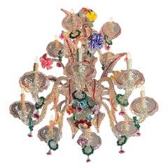 Venetian Chandelier In Multicolored Murano Glass Circa 1900