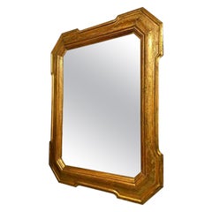 1870s Antique Gilded Wood Exagonal Sicilian Wall Mirror