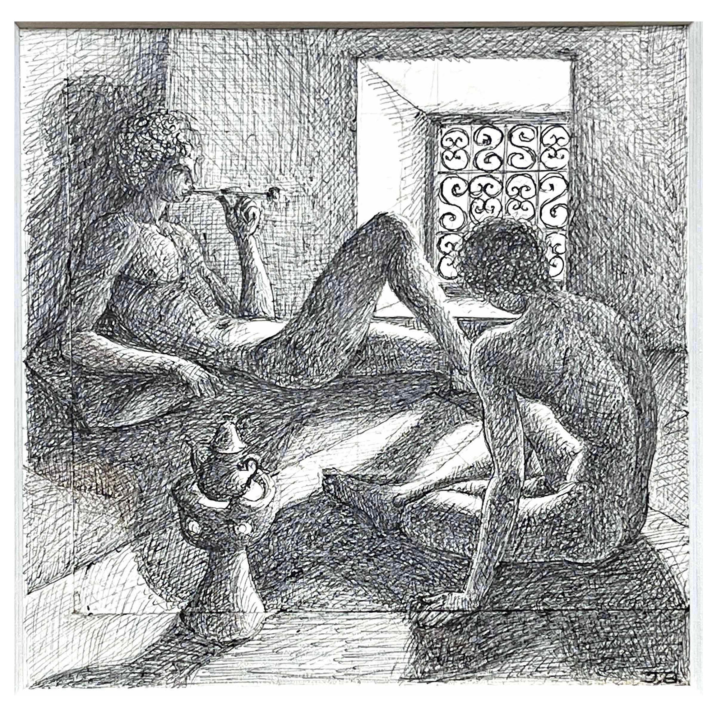 "Tea and Smoke in the Bath, " Important Scene in Moroccan Hammam by Azema For Sale