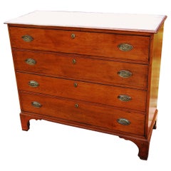 American 18th Century Maple Chest of Four Graduated Drawers with Bracket Base