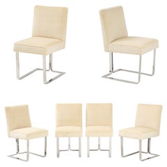 Vladimir Kagan For Kagan-Dreyfuss Steel And Velvet Dining Chairs Set Of 6 
