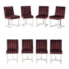 Used Vladimir Kagan For Kagan-Dreyfuss Steel And Velvet Dining Chairs Set Of 8