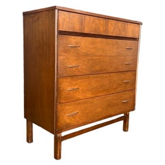Vintage Bassett Moderno de mediados de siglo 4 cajones Armario de almacenamiento con cajón