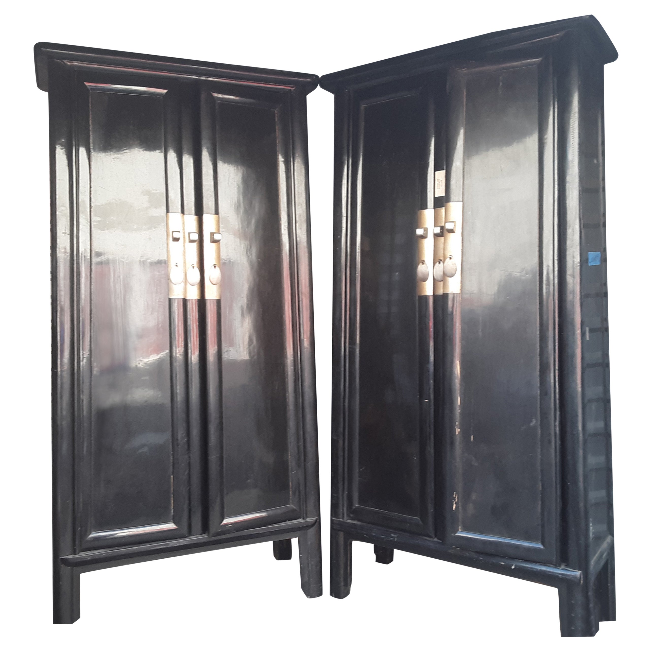 Mid-20th Century, French, Lacquered Hand Made Tall Cabinet Set Multi Use For Sale