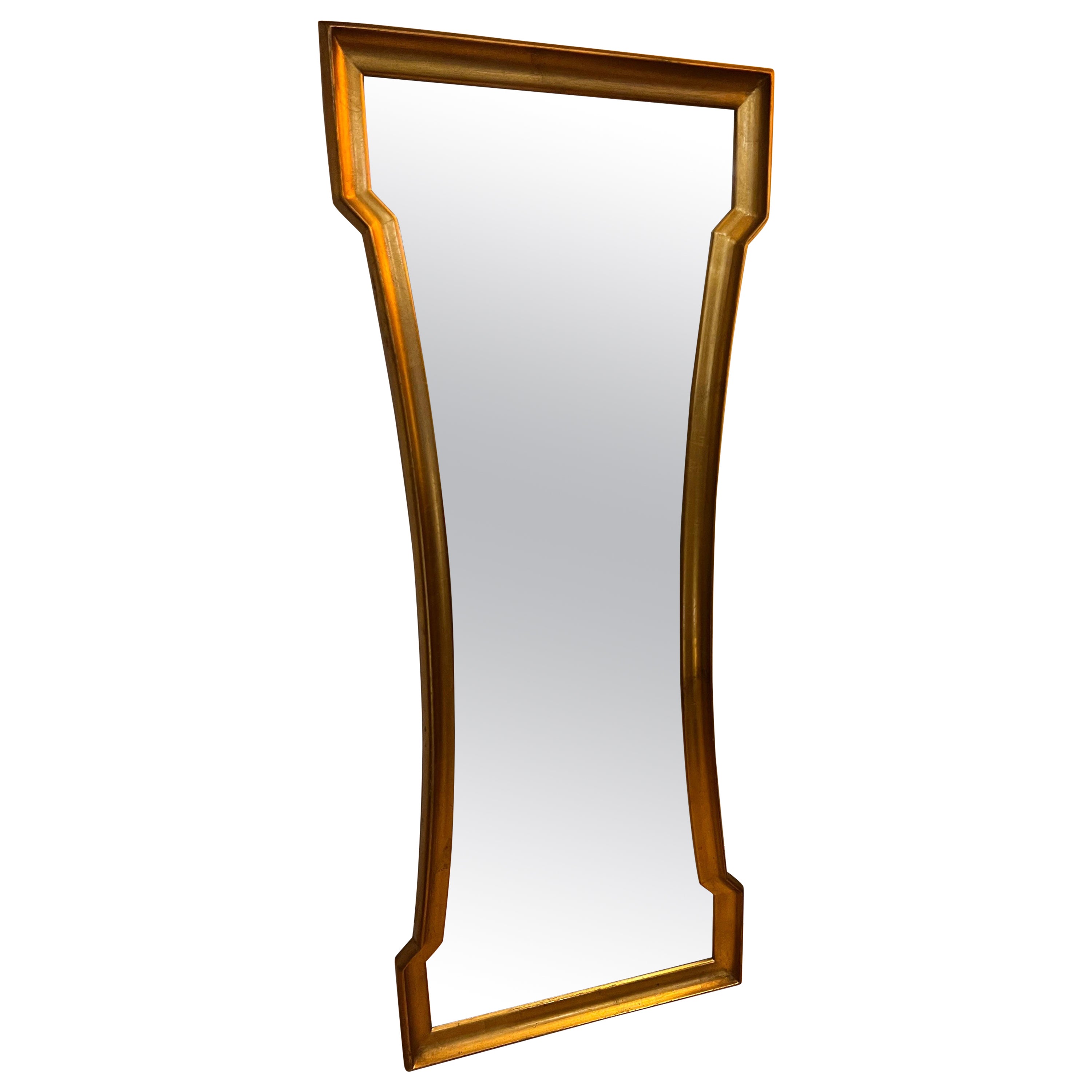 Hourglass Gold Leaf Mirror by Weiman For Sale