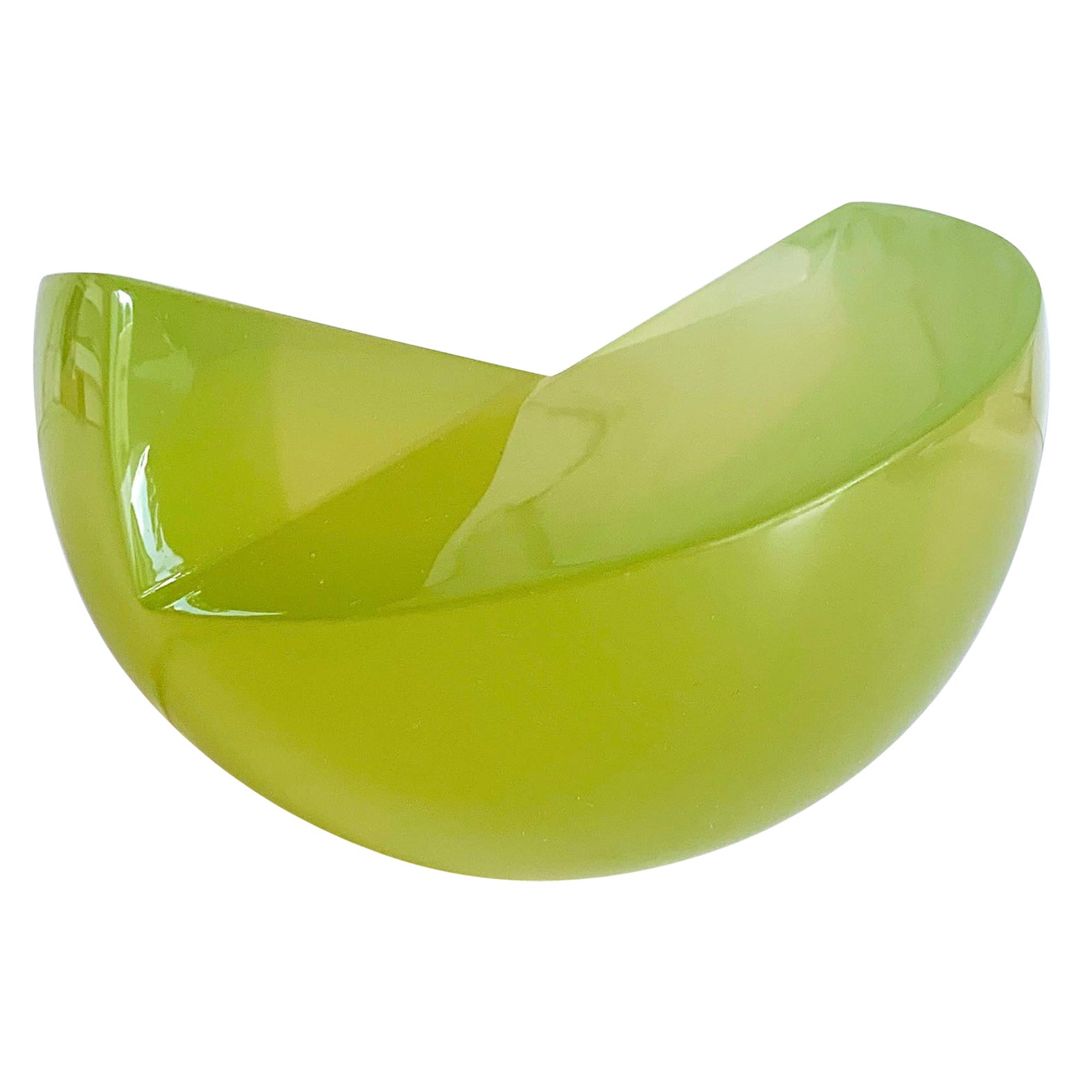 Lime Green Semi Sphere Sculpture in Polished Resin by Paola Valle For Sale