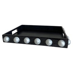 Ying Service Tray in Pearl and Black Pearl Resin by Paola Valle