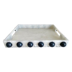 Yang Service Tray in Pearl and Black Pearl Resin by Paola Valle