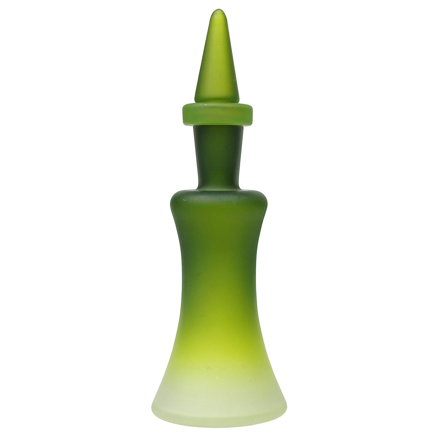 Ermanno Toso Murano Satin Green to White Italian Art Glass Bottle Decanter
