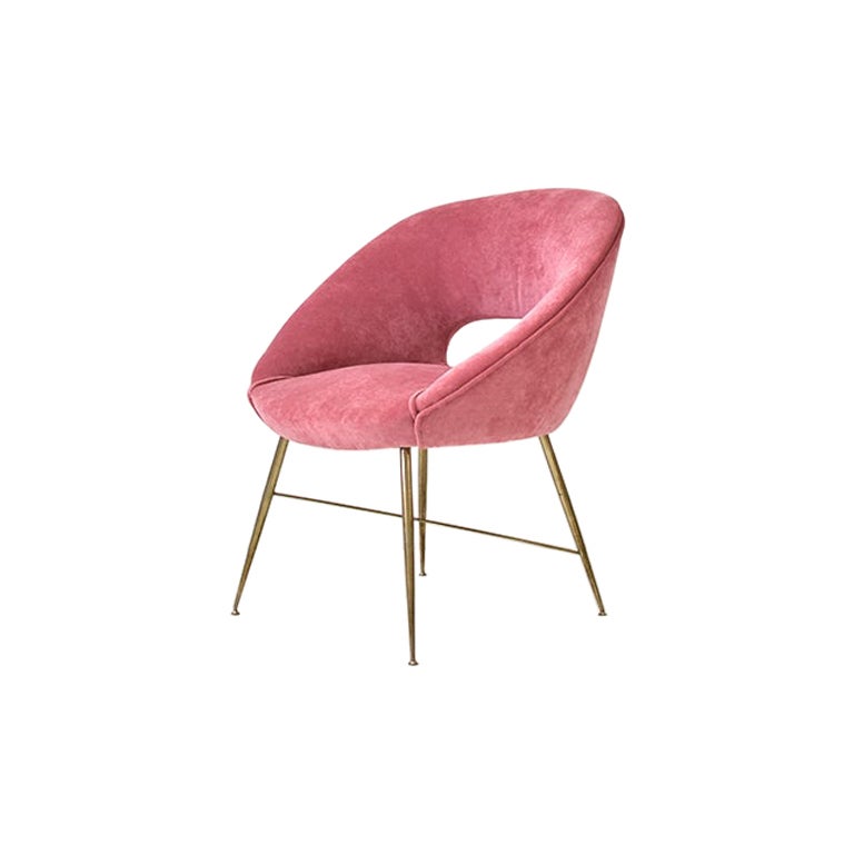 Mid-Century Modern Italian, 1950e Armchiars, by Silvio Cavatorta in Pink Velevet