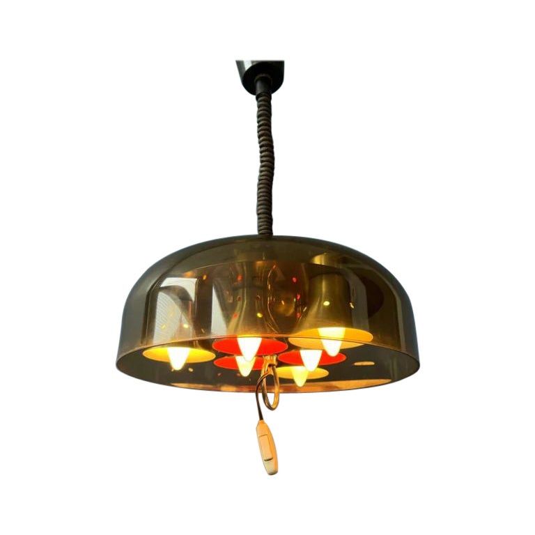 Vintage Space Age Mid Century Pendant Light in Acrylic Glass Shade by Herda, 70s For Sale