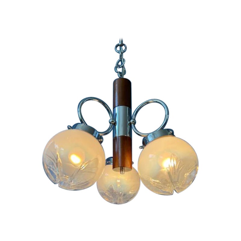 Vintage Space Age Mid-Century Mazzega Murano Glass Chandelier, 70s For Sale