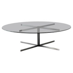 Large Round Smoked Glass Low Table, Stainless Steel Foot 3 Finishes