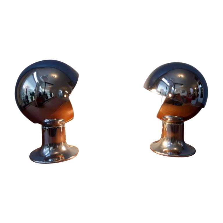 Set of 2 Vintage Space Age Eclipse Eyeball Table Lamps For Sale