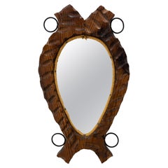 Spanish Wall Mirror Pine Frame and Iron Midcentury