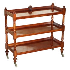 Antique circa 1840 English Hardwood Three Tier Bookcase Trolly After Gillows