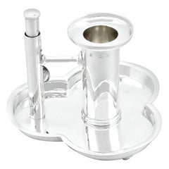 Antique Sterling Silver Combination Chamberstick and Cigar Cutter