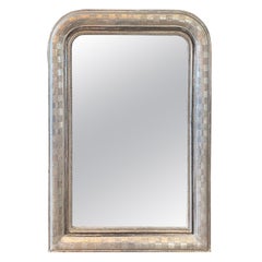 Silver Gilt French 19th Century Louis Philippe Mirror with Geometric Design